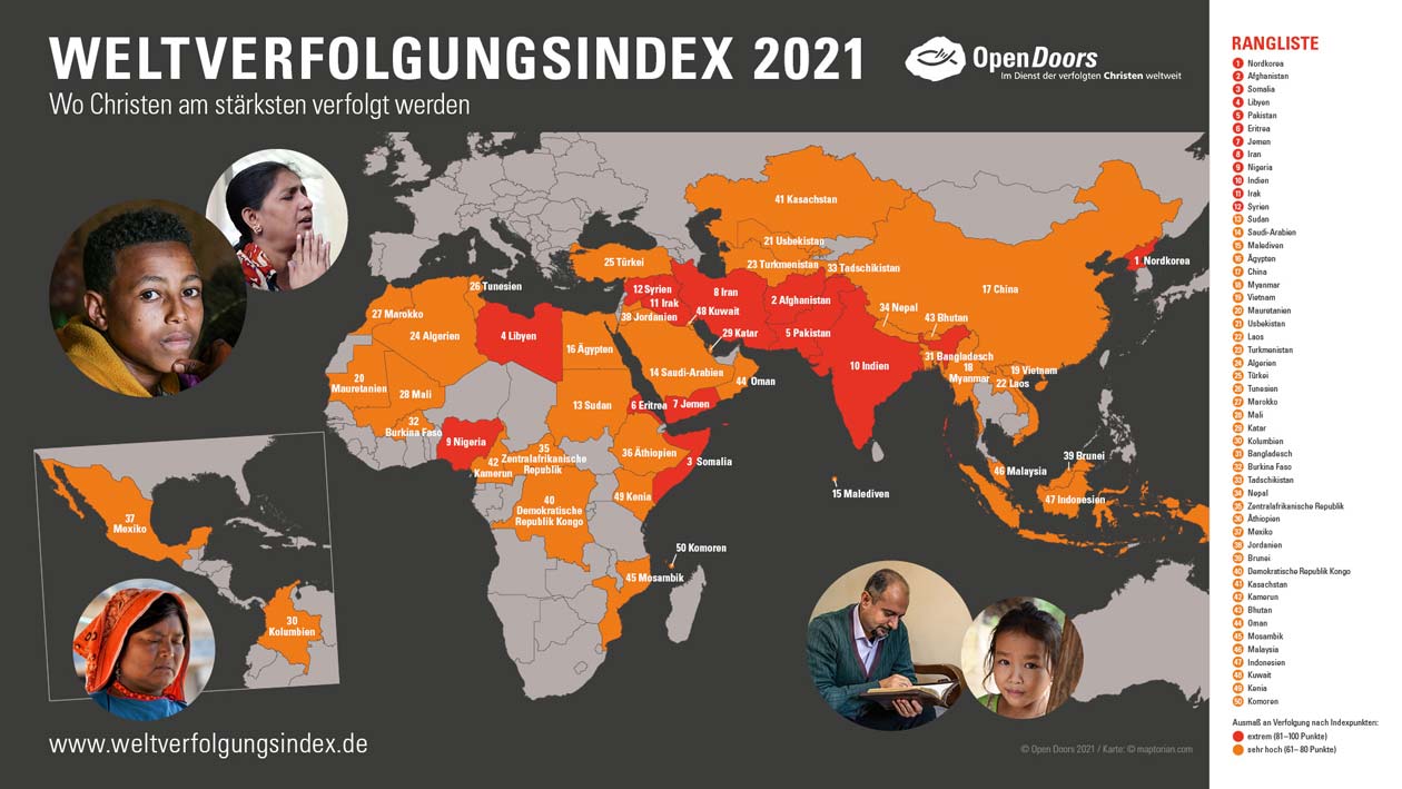 Karte Weltverfolgungsindex 2021