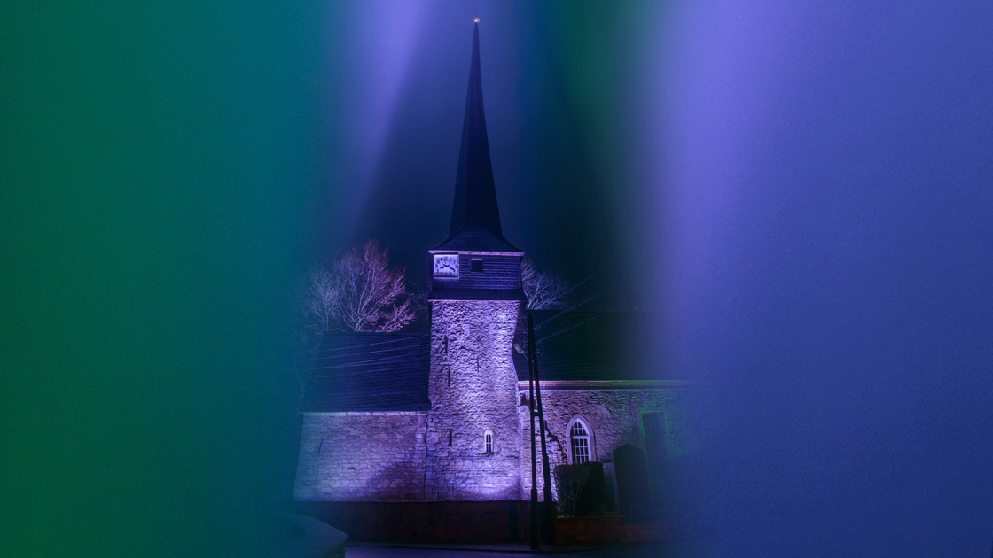 Lichtskulptur Feiningerkirche (Foto: Candy Welz / Weimar-GmbH)