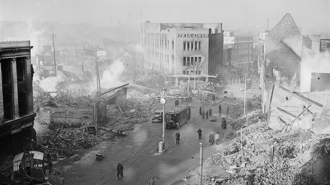 Die zerstörte Innenstadt Coventrys, 16.11.1940
